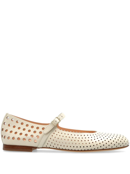  Agl Perforated-design Ballet Flats - White 