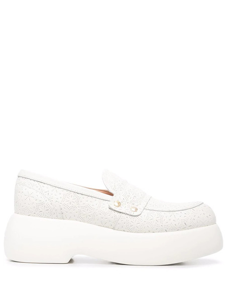  Agl Perforated-design Platform Loafers - White 