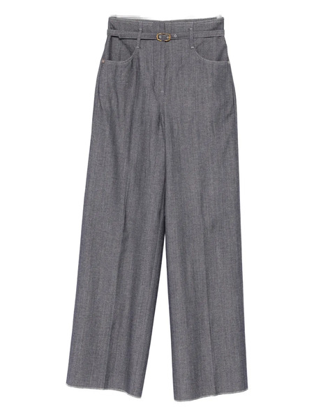  Agnona Belted Straight Trousers - Grey 