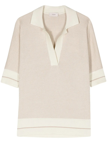  Agnona Houndstooth-pattern Polo Shirt - Neutrals 