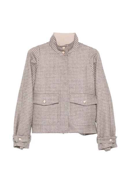  Agnona Houndstooth Pocket Jacket - Pink 