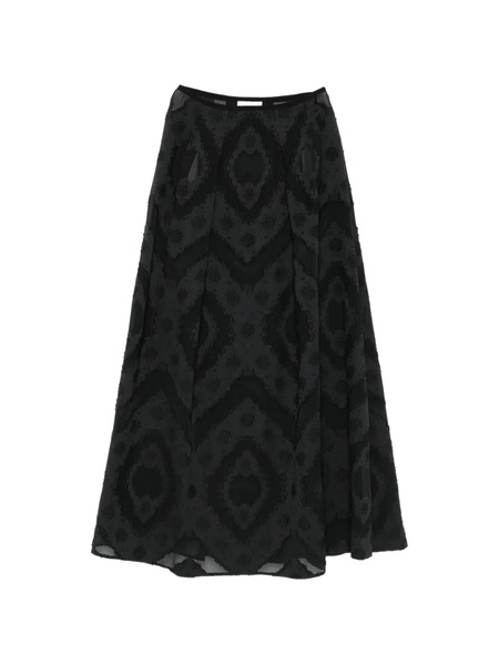  Agnona Jacquard Long A-line Skirt - Black 