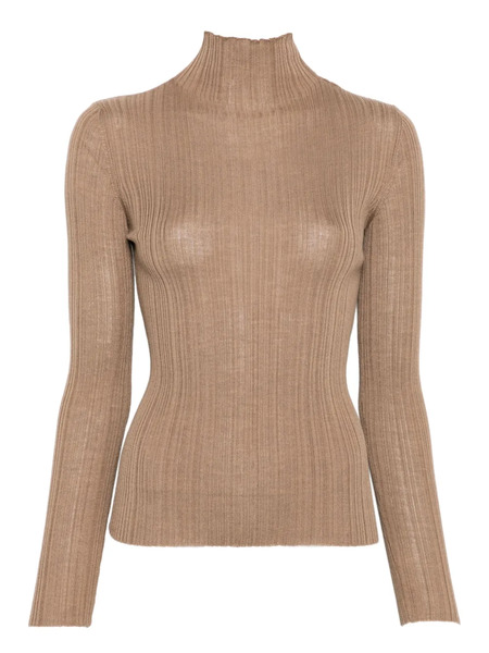  Agnona Ribbed High-neck Sweater - Brown 