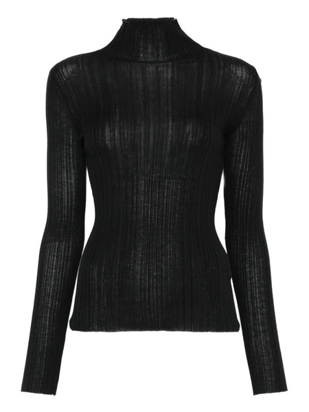  Agnona Ribbed Turtleneck Top - Black 