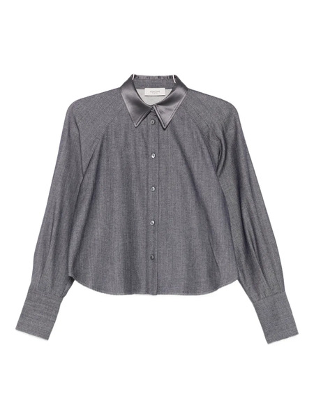  Agnona Satin-collar Shirt - Grey 