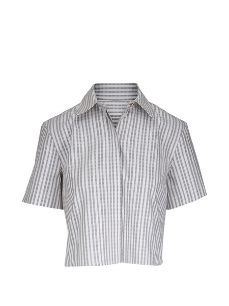  Agnona Short-sleeved Checked Shirt - White 