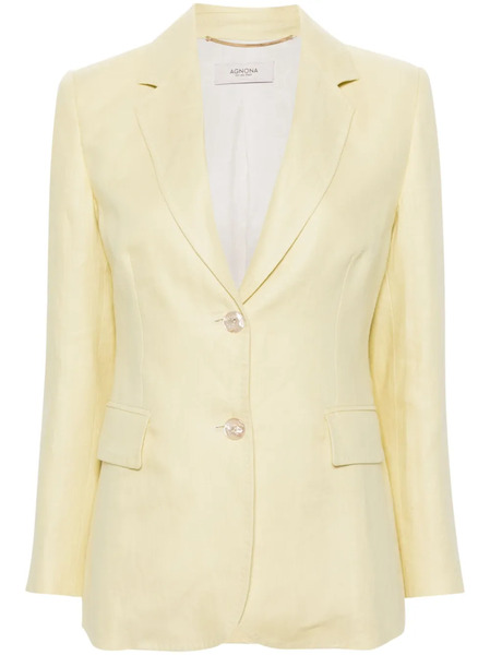  Agnona Single-breasted Linen Blazer - Yellow 