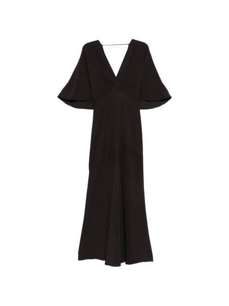 Agnona V-neck Midi Flared Dress - Brown 