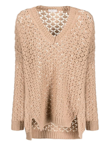  Agnona V-neck Sweater - Brown 