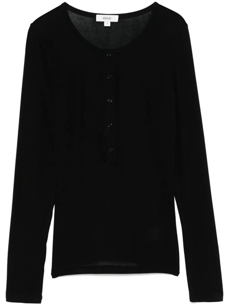  Agolde Faustine Henley T-shirt - Black 