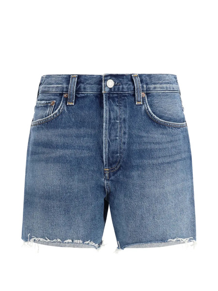  Agolde Frayed Denim Shorts - Blue 