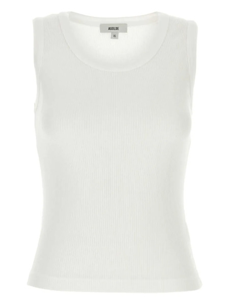  Agolde Ribbed Sleeveless Top - White 