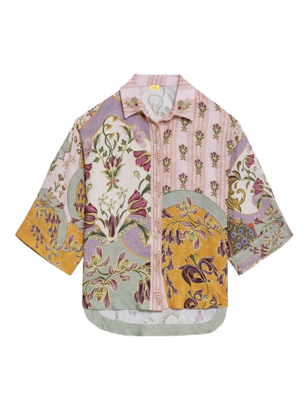  Agua Bendita Chrissy Floral Patchwork Shirt - Pink 