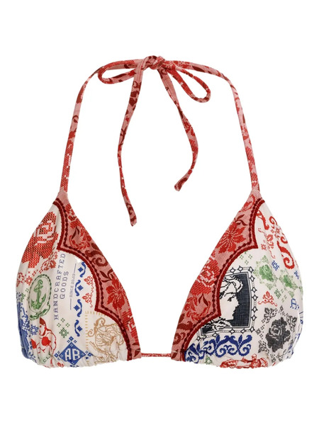  Agua Bendita Embroidered-print Triangle Bikini Top - White 