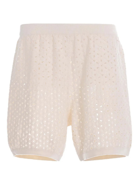  Agua Bendita Eyelet-embroidered Tailored Shorts - Neutrals 