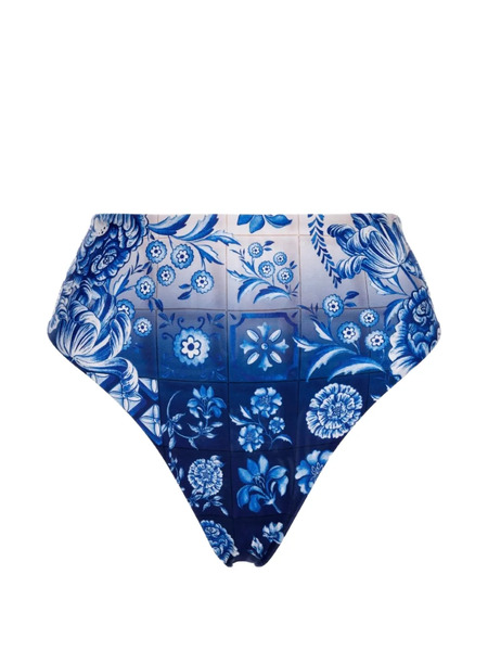 Agua Bendita Penelope High-waist Floral-print Bikini Bottom - Blue 