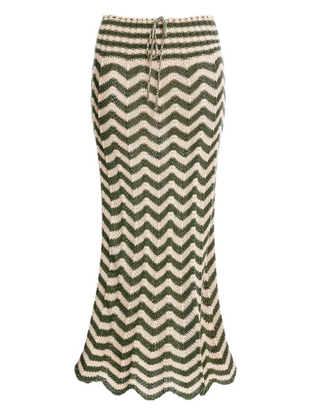  Agua Bendita Zigzag-pattern Midi Skirt - Neutrals 