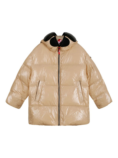  Ai Riders On The Storm Goggle-detail Hooded Puffer Jacket - Neutrals 