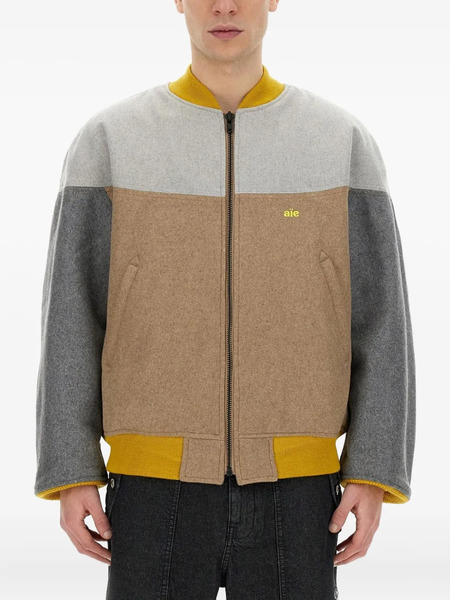  Aie Colour-block Bomber Jacket - Brown 