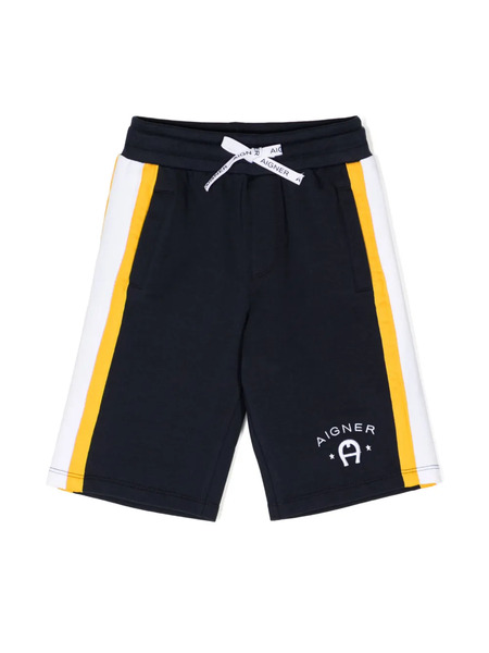  Aigner Kids Logo-embroidered Striped Track Shorts - Blue 