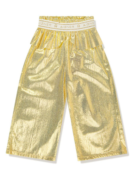  Aigner Kids Metallic Peplum Trousers - Gold 