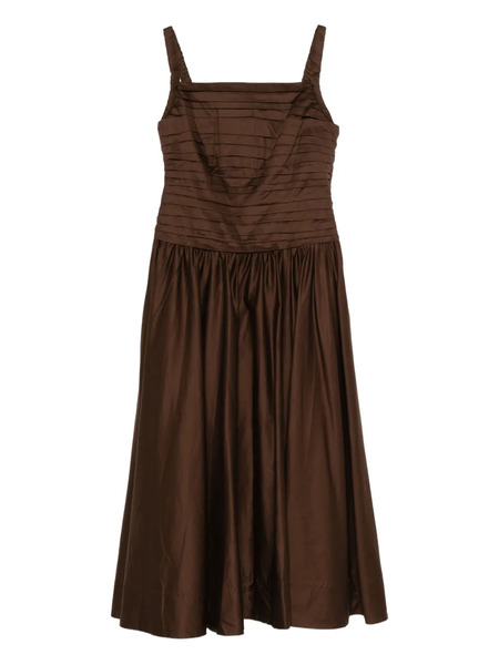  Aje Star Pleated Midi Dress - Brown 