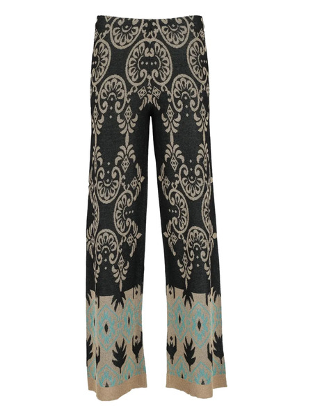  Akep Damask-pattern Trousers - Black 