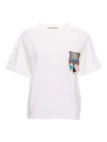  Akep Embroidered-tassel T-shirt - White 