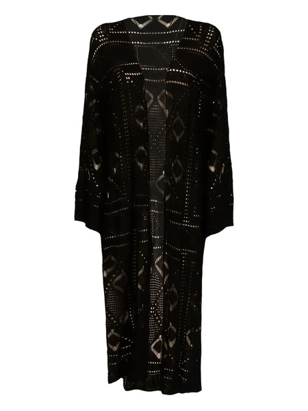  Akep Geometric-pattern Crochet Beach Cover-up - Black 
