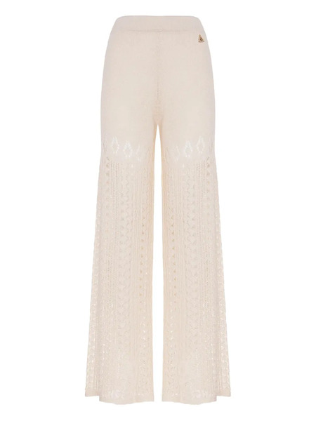  Akep Knitted Lace-insert Trousers - Neutrals 
