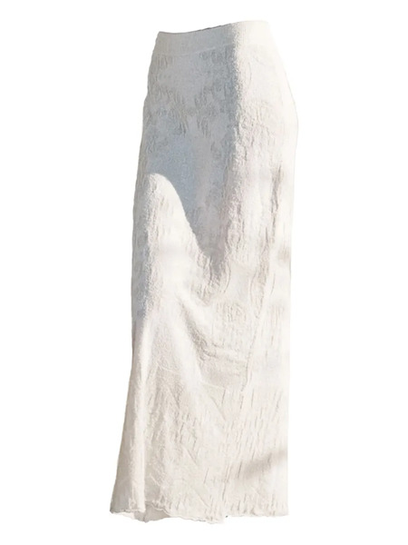  Akep Textured Midi Skirt - White 