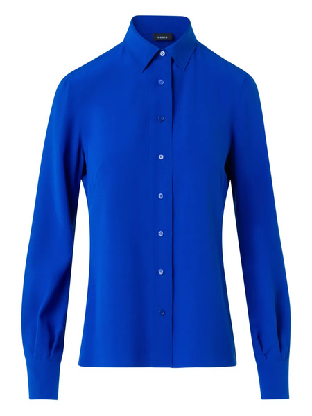  Akris Buttoned Collared Top - Blue 