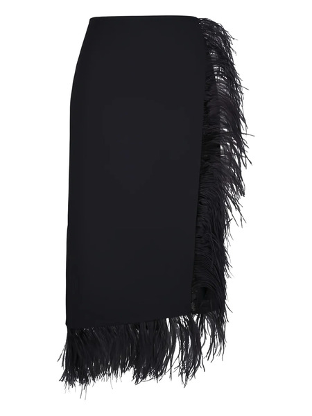  Akris Feather Embellished Midi Skirt - Black 