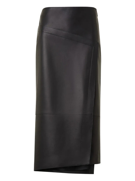  Akris Leather Asymmetric Skirt - Black 