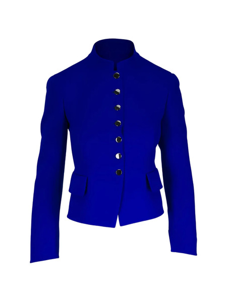  Akris Mandarin-collar Jacket - Blue 