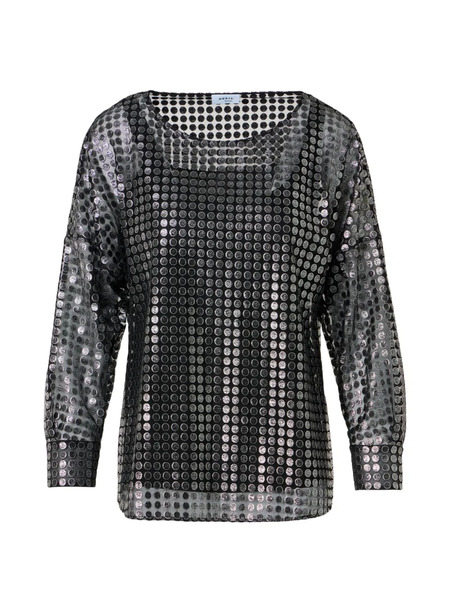  Akris Punto Brushed Metallic Dot-embroidered Blouse - Grey 
