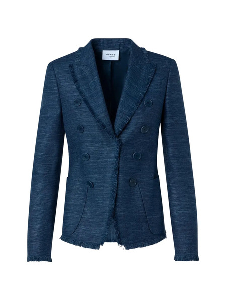  Akris Punto Double-breasted Frayed Blazer - Blue 