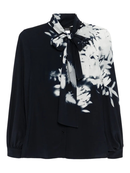  Akris Wildflower-print Silk Shirt - Blue 