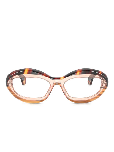  Alain Mikli Striped Oval-frame Glasses - Brown 