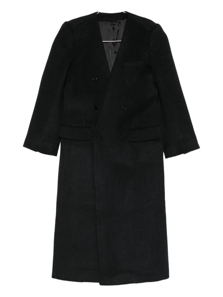  Alainpaul Collarless Double-breasted Coat - Grey 