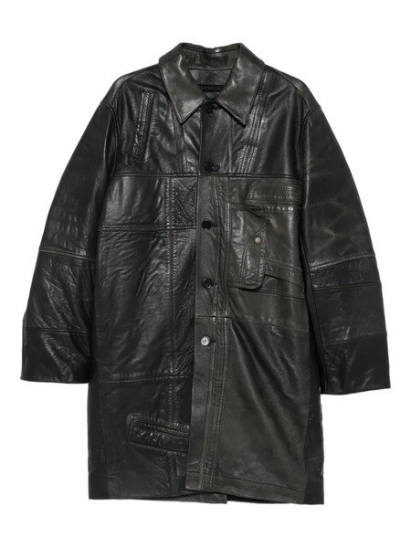 Alainpaul Leather Single-breasted Coat - Black 
