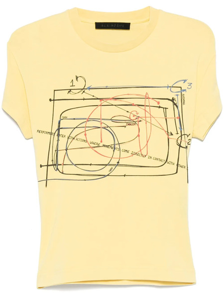  Alainpaul Printed Elasticated-straps T-shirt - Yellow 