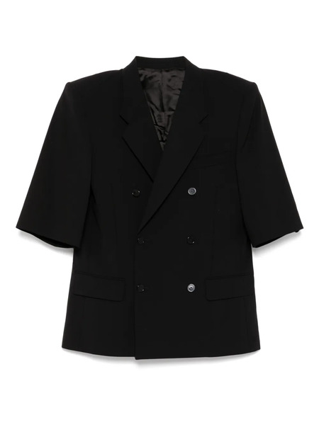  Alainpaul 3/4-sleeved Double-breasted Blazer - Black 
