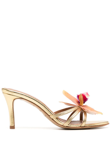  Alameda Turquesa Cecily Flower-appliqué Sandals - Gold 