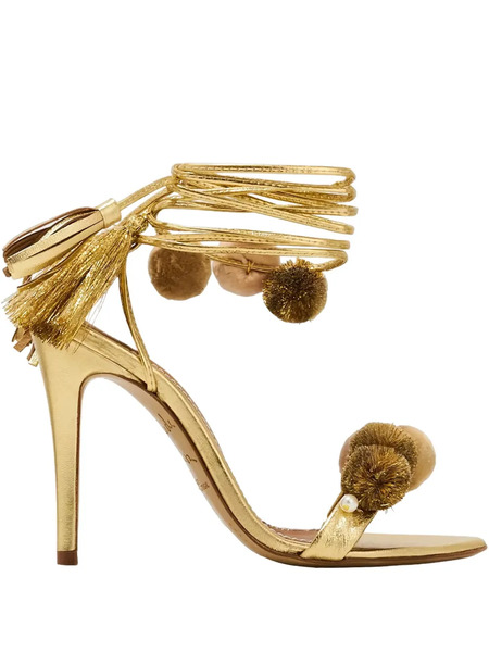  Alameda Turquesa 110mm Anna Golden Pompom-detail Sandals 