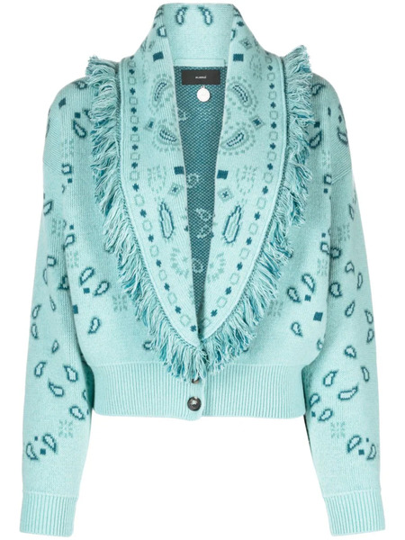  Alanui Bandana-jacquard Bomber Cardigan - Blue 