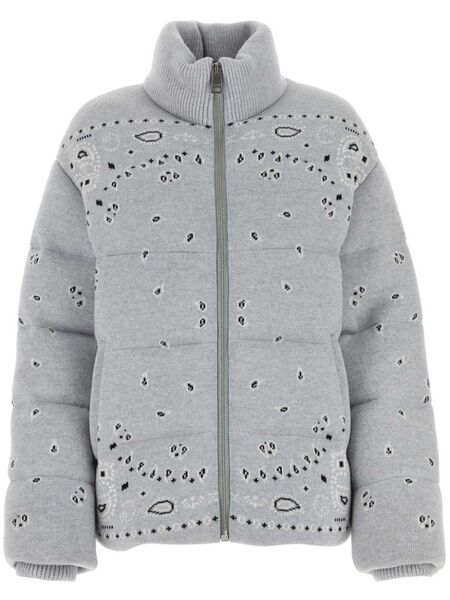  Alanui Bandana-print Zip-up Down Jacket - Grey 
