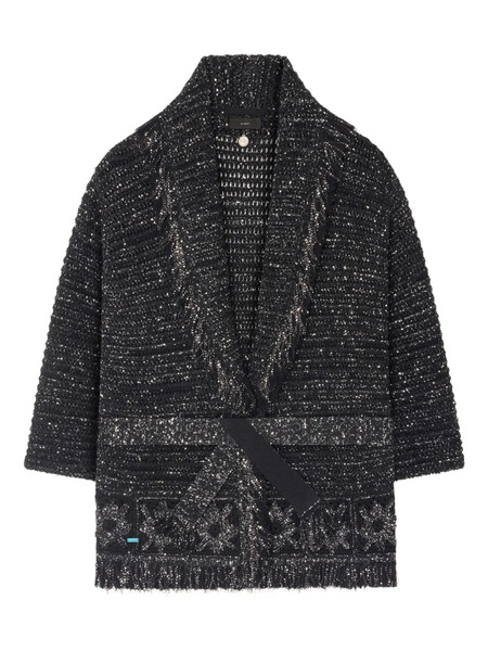  Alanui City Lights Fringed Sequin Cardigan - Black 