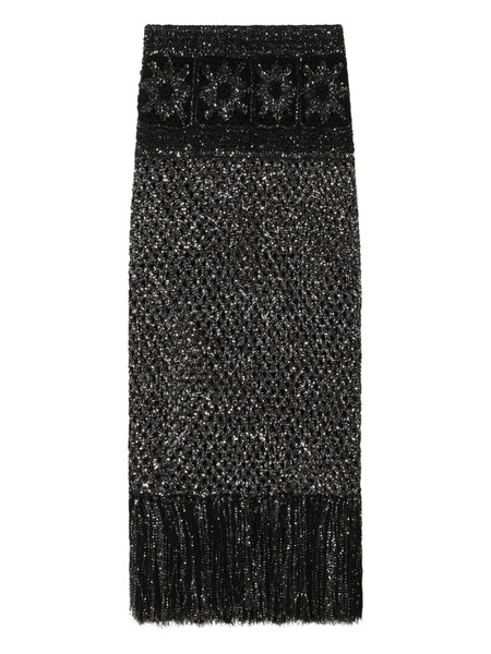  Alanui City Lights Sequin-embellished Fringe Maxi Skirt - Black 