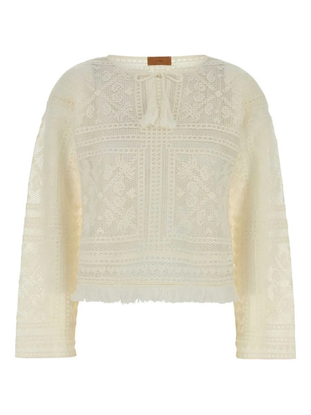  Alanui Crochet Fringed Sweater - White 